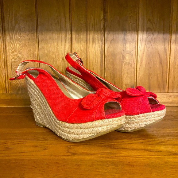 me too | Shoes | Me Too Red Wedge Sandals | Poshmark